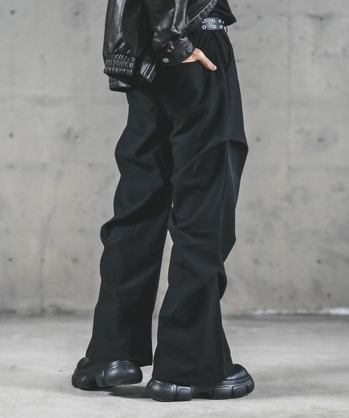 Shoowtime スラックス ワイドシュリンクドレープスラックス