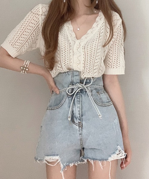 かぎあみ ニットトップス ニット セーター かぎ編みニットトップス レディース : ZOZOTOWN