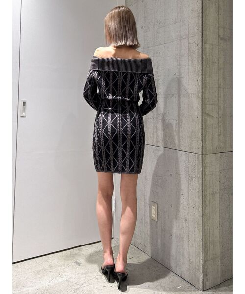 gyda オフショルワンピース GYDA ワンピース オフショルデザインシャギーニットワンピース