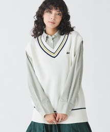 ラコステ　コットンポリ　ニット　チルデンベスト　38( Lサイズ) ラコステ LACOSTE コットンポリニットチルデンベスト（ダーク