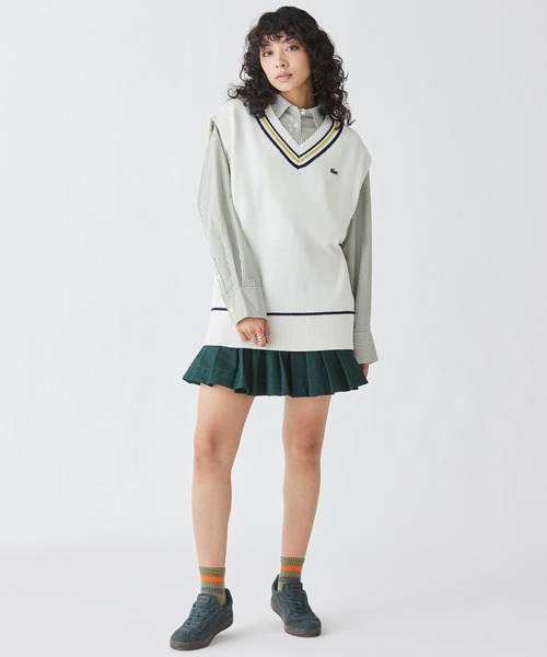 LACOSTE ベスト ジレ コットンポリニットチルデンベスト