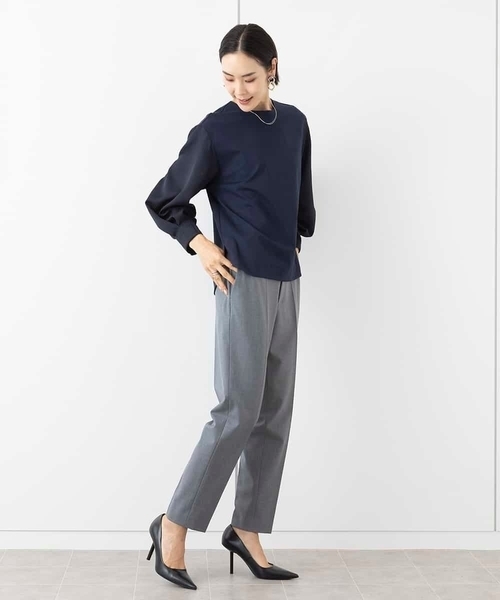 MICHEL KLEIN パンツ 「新素材」裏起毛ストレッチテーパード