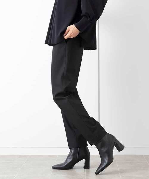 MICHEL KLEIN パンツ 「新素材」裏起毛ストレッチテーパード