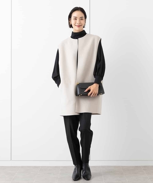 MICHEL KLEIN パンツ 「新素材」裏起毛ストレッチテーパード