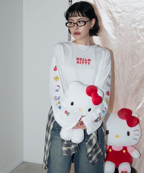 CFIERCE◆MAGIC KITTYオーバーサイズTシャツ HELLO KITTY × forksy.】オーバーサイズアソートプリントロンTEE