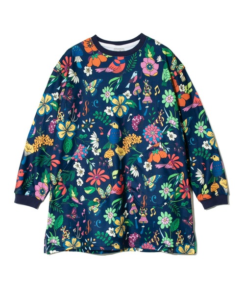 ゴースローキャラバン(GOSLOWCARAVAN)寝るまで気持ちいい総柄スムースワンピース 356116 BLU(Lady’s) go slow caravan（ゴースローキャラバン） チュニック 寝るまで