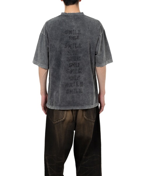 ■MIHARA YASUHIRO■ブリーチ スマイリープリント Tシャツ Maison MIHARA YASUHIRO - 【25SS】ブリーチ加工 スマイリー