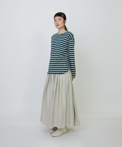 LOISIR tシャツ コットンリネン天竺ボーダーバスクシャツ レディース