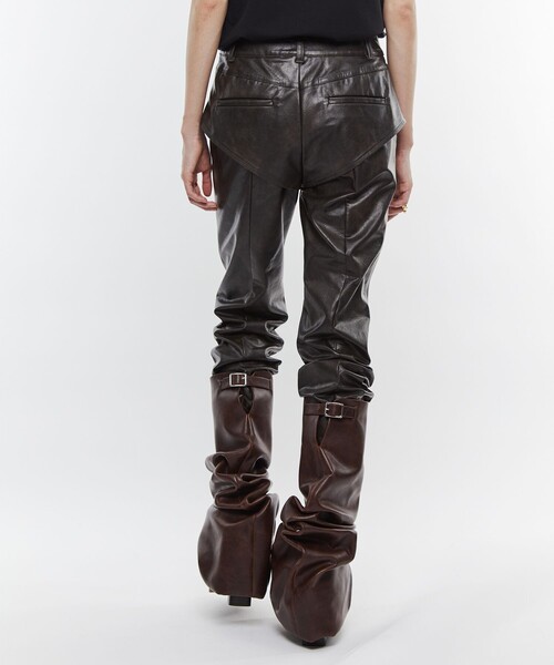 Pooled プールデ ブラックレザー ロングブーツ 37 POOLDE（プールデ） ブーツ 「POOLDE/プールデ」Melted Boots Brown