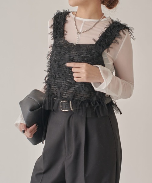 tシャツ チュールシアータンク レディース OTONA トップス タンクトップ レディース グレー ハイネック
