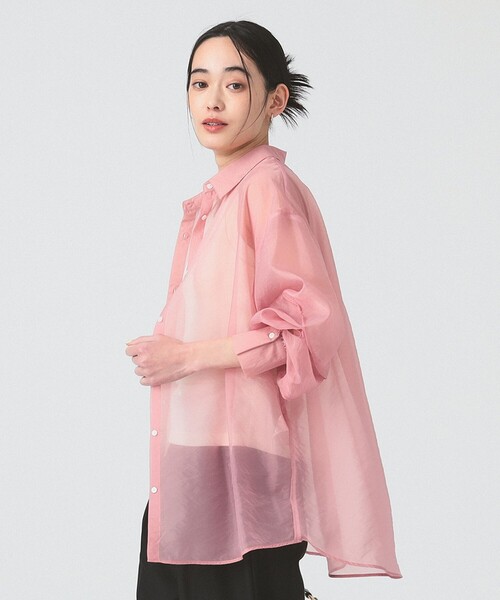 ブラウス シャツ シアー ボリューム スリーブ シャツ「手洗い可」 レディース