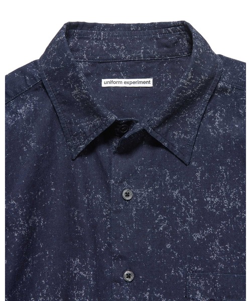 uniform experiment シャツ INDIGO PRINT DRAWCORD SHIRT メンズ
