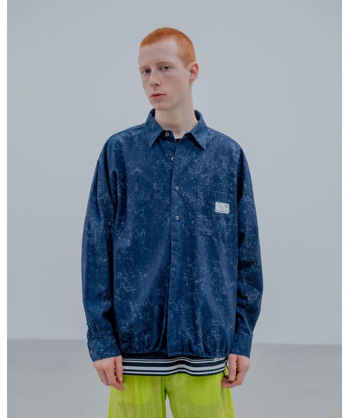 25ss【新品タグ付き】INDIGO PRINT DRAWCORD SHIRT uniform experiment シャツ INDIGO PRINT DRAWCORD SHIRT メンズ