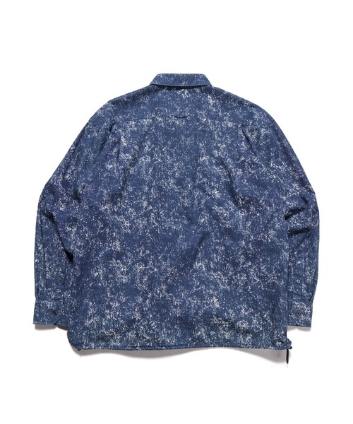 uniform experiment シャツ INDIGO PRINT DRAWCORD SHIRT メンズ