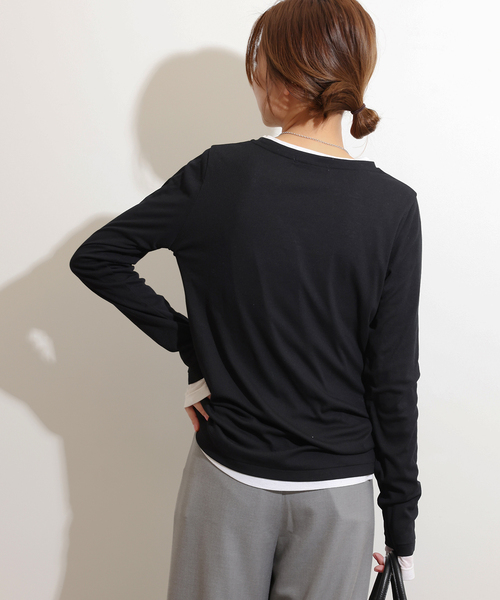 tシャツ 「追加」ソフトテレコクルーネックロングTEE レディース 追加2》ソフトテレコクルーネックロングTEE（Tシャツ