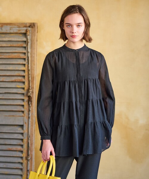 DRESSTERIOR ドレステリア　洗えるシアーキャンディブラウス　34 美品 DRESSTERIOR ドレステリア 洗えるシアーキャンディブラウス