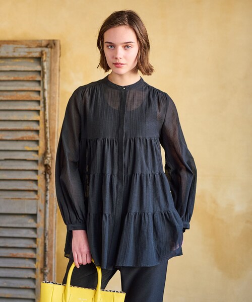 美品　DRESSTERIOR ドレステリア　洗えるシアーキャンディブラウス　34 美品 DRESSTERIOR ドレステリア 洗えるシアーキャンディブラウス