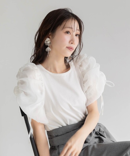 tシャツ ドロストスリーブカットソー レディース RANDA tシャツ ドロストスリーブカットトップス レディース