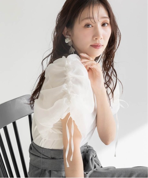 tシャツ ドロストスリーブカットソー レディース RANDA tシャツ ドロストスリーブカットトップス レディース