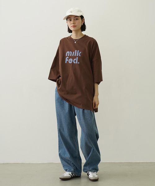 ミルクフェド MILKFED. カットアウトロゴ ビッグショートスリーブ トップ 103252013001 SU25 CUT OUT LOGO BIG S S TOP 半袖Tシャツ NAVY 正規取扱店 CUT OUT LOGO BIG S/S TOP – calif（カリフ）公式サイト