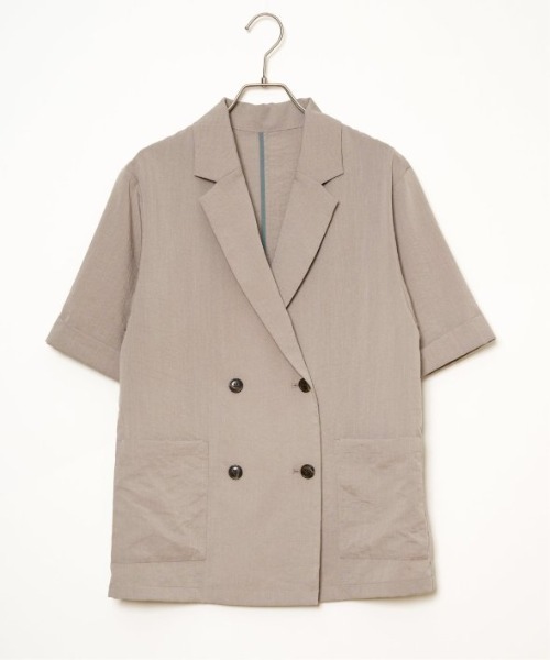 LBC ジャケット テーラードジャケット リネンライクハーフスリーブ