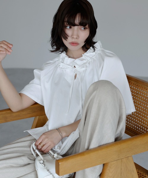 ブラウス シャツ 「 ZOZOTOWN限定 」drawstring ribbon shirt/ドロストリボンブラウス レディース ZOZOTOWN限定 】drawstring ribbon shirt/ドロストリボン