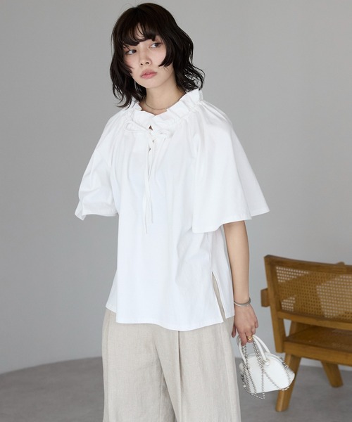 SOTT tシャツ 半袖 Drawstring ribbon tops ドロストリボントップス