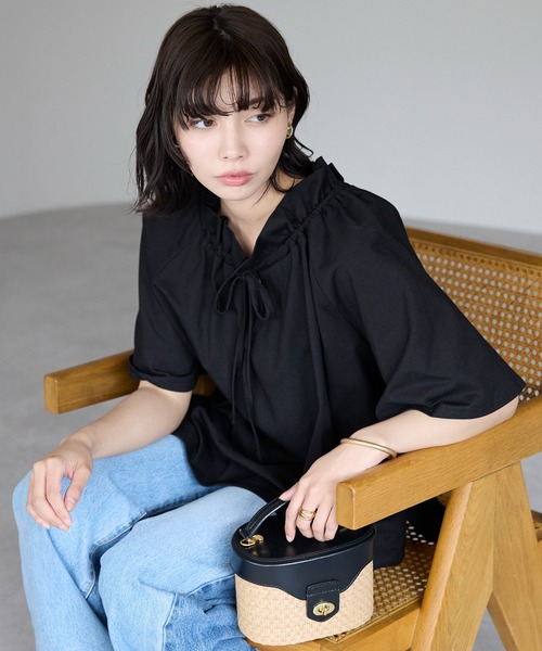 ブラウス シャツ 「 ZOZOTOWN限定 」drawstring ribbon shirt/ドロストリボンブラウス レディース ZOZOTOWN限定 】drawstring ribbon shirt/ドロストリボン