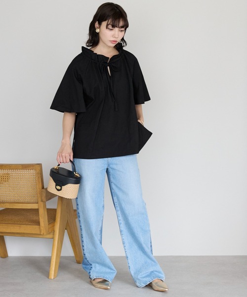 SOTT tシャツ 半袖 Drawstring ribbon tops ドロストリボントップス