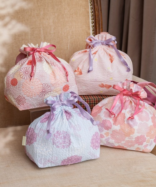 ハンドメイド オーダー リボン レッスンバッグ 巾着 panpantutu（パンパンチュチュ） レッスンバッグ リボン巾着バッグ