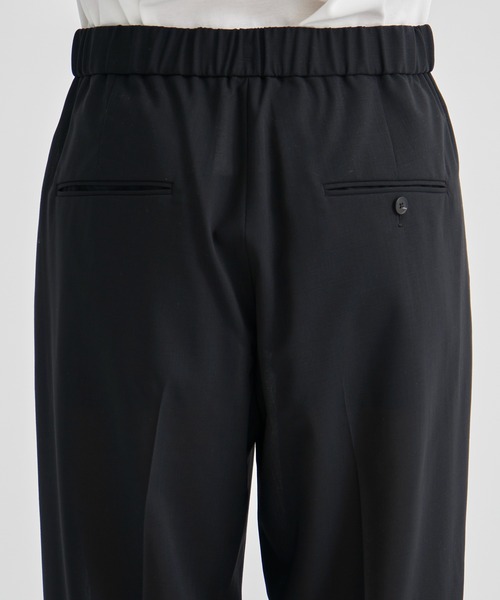 エイトン　コットン100 %　スラックス　黒　サイズ6 ATON スラックス (エイトン)HIGH TWIST WOOL | WIDE PANTS