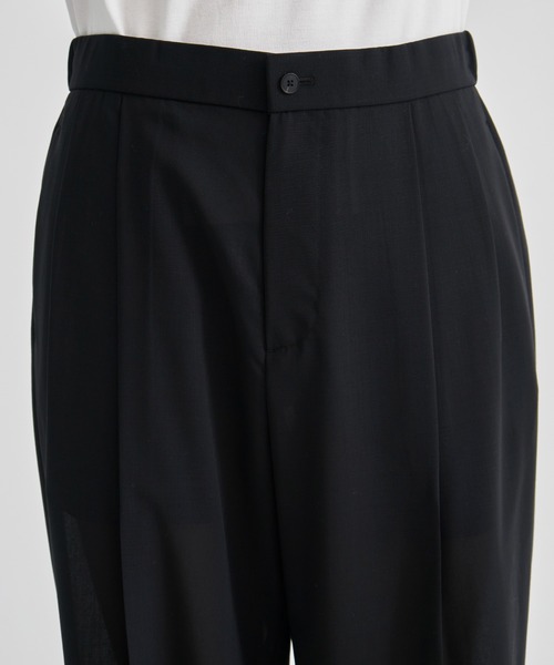 エイトン　コットン100 %　スラックス　黒　サイズ6 ATON スラックス (エイトン)HIGH TWIST WOOL | WIDE PANTS