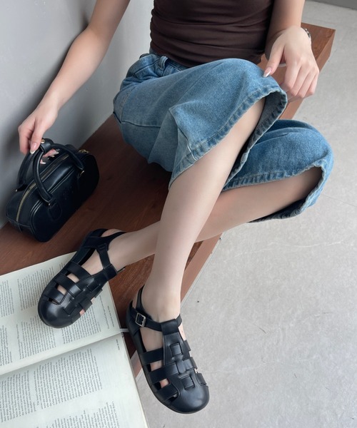 厚底 サンダル 夏 フェイクレザー グルカサンダル プラットフォーム