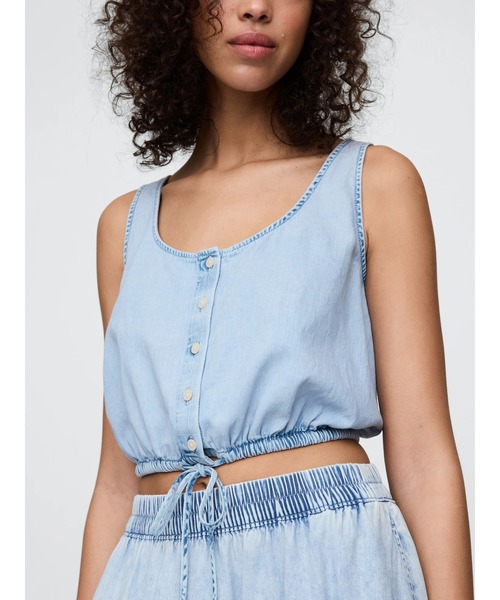 GAP（ギャップ） ブラウス シャツ デニム シンチヘム クロップド