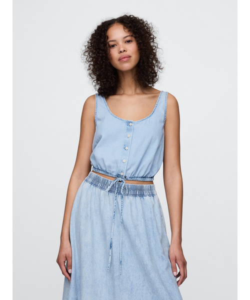 GAP（ギャップ） ブラウス シャツ デニム シンチヘム クロップド