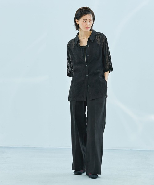 LAKOLE（ラコレ） ブラウス シャツ 「長さが選べる」レースシャツ