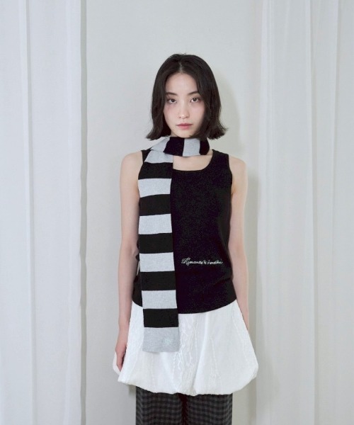 タンクトップ ノースリーブ Scarf knit tanktop/スカーフ付きニットタンクトップ レディース