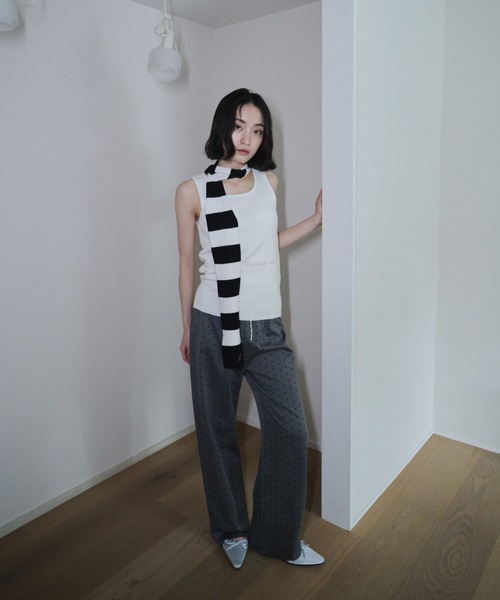タンクトップ ノースリーブ Scarf knit tanktop/スカーフ付きニットタンクトップ レディース Scarf knit tanktop/スカーフ付きニットタンクトップ（タンク