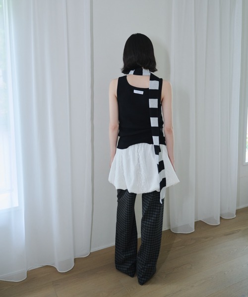 タンクトップ ノースリーブ Scarf knit tanktop/スカーフ付きニットタンクトップ レディース Scarf knit tanktop/スカーフ付きニットタンクトップ（タンク