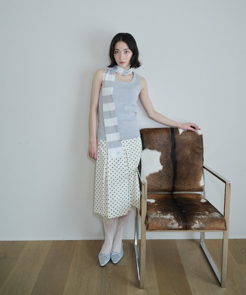 タンクトップ ノースリーブ Scarf knit tanktop/スカーフ付きニットタンクトップ レディース Smyeon タンクトップ ノースリーブ Scarf knit tanktop/スカーフ