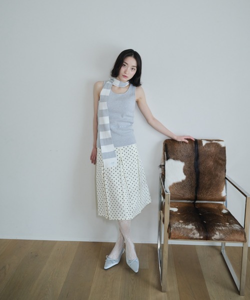 タンクトップ SCARF DOCKING KNIT TANK UN3D.（アンスリード） タンクトップ ノースリーブ SHEER DOCKING KNIT