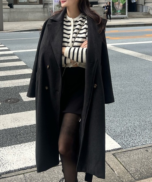 「JUNOAH」 チェスターコート MEDIUM アイボリー レディース_画像2