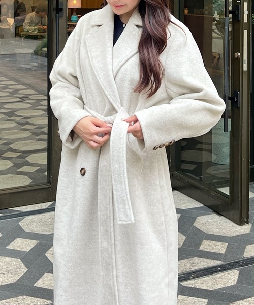 「JUNOAH」 チェスターコート MEDIUM アイボリー レディース_画像5