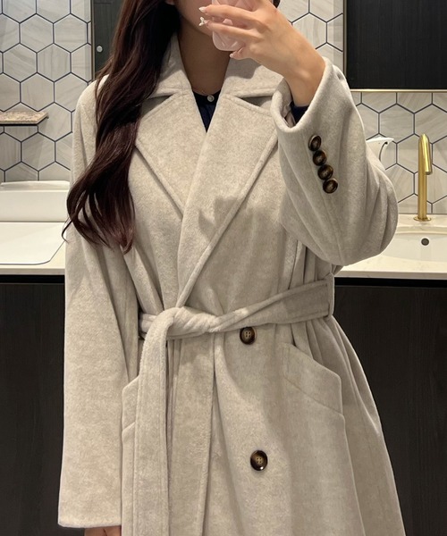 「JUNOAH」 チェスターコート MEDIUM アイボリー レディース_画像7