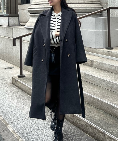 「JUNOAH」 チェスターコート MEDIUM アイボリー レディース_画像8