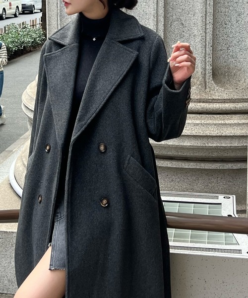 「JUNOAH」 チェスターコート MEDIUM アイボリー レディース_画像9