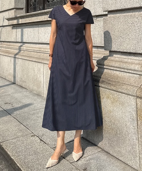 ワンピース ピンストライプ美シルエットワンピース : ZOZOTOWN Yahoo