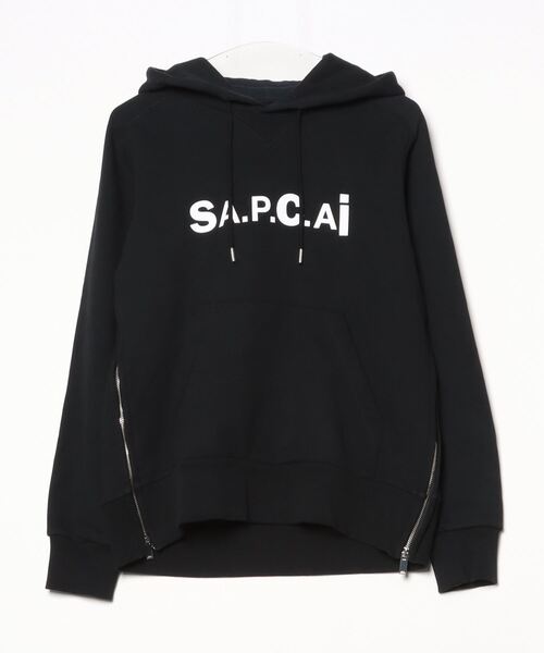 sacai プルオーバー 黒 sacai 「Sacai」 プルオーバーパーカー「A.P.C.コラボ」 X-SMALL