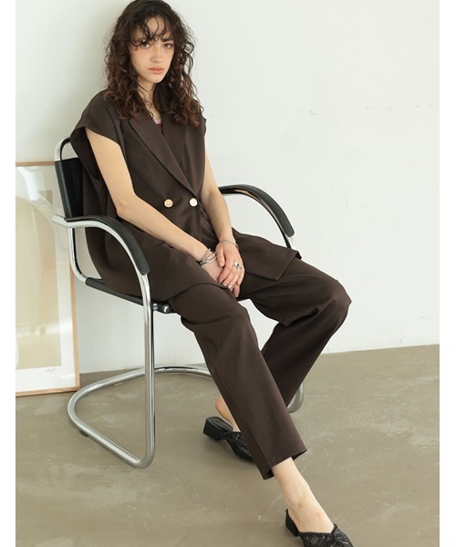 ブラウス シャツ 「2025 SUMMER COLLECTION」「セットアップ対応」「洗える」リネンライク金ボタンテーラードジレベスト レディース 2025 SUMMER COLLECTION][セットアップ対応][洗える]リネン