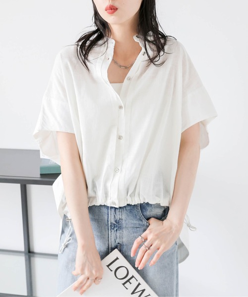 ブラウス シャツ 「ZOZO限定商品」ウエストシャーリングヘムバルーントップス レディース La-gemme ブラウス シャツ ドローストリングヘムシャツ